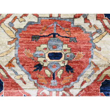 Load image into Gallery viewer, 8&#39;2&quot;x10&#39; Khaki Brown With Navy Blue, Hand Knotted, Serapi Heriz, Aryana Collection, Vegetable Dyes, 100% Wool, Densely Woven, Oriental Rug FWR120024