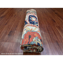 Load image into Gallery viewer, 8&#39;2&quot;x10&#39; Khaki Brown With Navy Blue, Hand Knotted, Serapi Heriz, Aryana Collection, Vegetable Dyes, 100% Wool, Densely Woven, Oriental Rug FWR120024