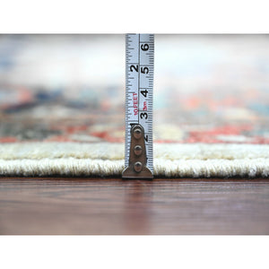 8'2"x10' Khaki Brown With Navy Blue, Hand Knotted, Serapi Heriz, Aryana Collection, Vegetable Dyes, 100% Wool, Densely Woven, Oriental Rug FWR120024
