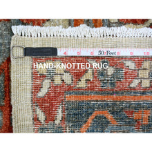 Load image into Gallery viewer, 8&#39;2&quot;x10&#39; Khaki Brown With Navy Blue, Hand Knotted, Serapi Heriz, Aryana Collection, Vegetable Dyes, 100% Wool, Densely Woven, Oriental Rug FWR120024
