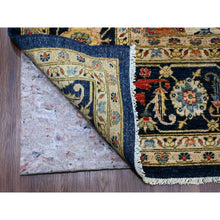 Load image into Gallery viewer, 9&#39;2&quot;x11&#39;10&quot; Space Cadet Blue, Aryana Grade, Afghan Peshawar with Heriz Design, Vegetable Dyes, 100% Wool, Densely Woven, Hand Knotted, Oriental Rug FWR120030