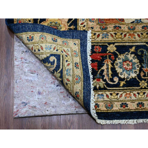 9'2"x11'10" Space Cadet Blue, Aryana Grade, Afghan Peshawar with Heriz Design, Vegetable Dyes, 100% Wool, Densely Woven, Hand Knotted, Oriental Rug FWR120030