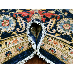 9'2"x11'10" Space Cadet Blue, Aryana Grade, Afghan Peshawar with Heriz Design, Vegetable Dyes, 100% Wool, Densely Woven, Hand Knotted, Oriental Rug FWR120030