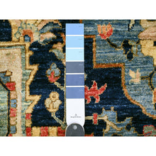 Load image into Gallery viewer, 9&#39;2&quot;x11&#39;10&quot; Space Cadet Blue, Aryana Grade, Afghan Peshawar with Heriz Design, Vegetable Dyes, 100% Wool, Densely Woven, Hand Knotted, Oriental Rug FWR120030