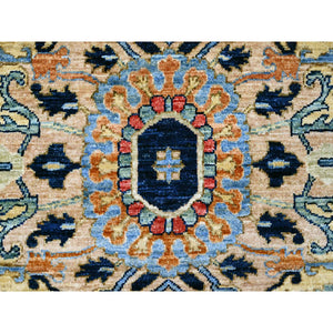 9'2"x11'10" Space Cadet Blue, Aryana Grade, Afghan Peshawar with Heriz Design, Vegetable Dyes, 100% Wool, Densely Woven, Hand Knotted, Oriental Rug FWR120030