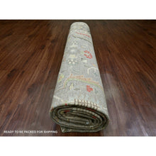 Load image into Gallery viewer, 12&#39;x15&#39;1&quot; Fossil Gray, Peshawar With Heriz All Over Design, Hand Knotted, 100% Wool, Natural Dyes, Densely Woven, Oversized, Oriental Rug FWR120042