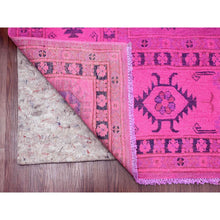 Load image into Gallery viewer, 8&#39;x10&#39; Hot Pink, Overdyed Kazak With Geometric Medallions Design, Hand Knotted, 100% Wool, Oriental Rug FWR120048