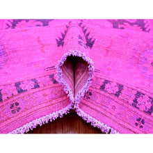 Load image into Gallery viewer, 8&#39;x10&#39; Hot Pink, Overdyed Kazak With Geometric Medallions Design, Hand Knotted, 100% Wool, Oriental Rug FWR120048