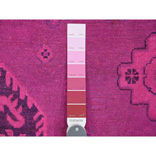 Load image into Gallery viewer, 8&#39;x10&#39; Hot Pink, Overdyed Kazak With Geometric Medallions Design, Hand Knotted, 100% Wool, Oriental Rug FWR120048