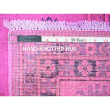 Load image into Gallery viewer, 8&#39;x10&#39; Hot Pink, Overdyed Kazak With Geometric Medallions Design, Hand Knotted, 100% Wool, Oriental Rug FWR120048