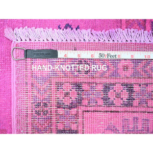 8'x10' Hot Pink, Overdyed Kazak With Geometric Medallions Design, Hand Knotted, 100% Wool, Oriental Rug FWR120048