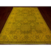 Load image into Gallery viewer, 7&#39;6&quot;x9&#39;5&quot; Golden Yellow, Overdyed Kazak with Geometric Medallions Design, 100% Wool, Hand Knotted, Oriental Rug FWR120054