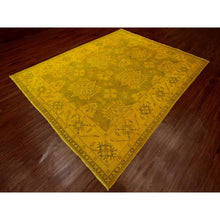 Load image into Gallery viewer, 7&#39;6&quot;x9&#39;5&quot; Golden Yellow, Overdyed Kazak With Geometric Medallions Design, 100% Wool, Hand Knotted, Oriental Rug FWR120054