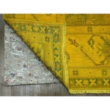Load image into Gallery viewer, 7&#39;6&quot;x9&#39;5&quot; Golden Yellow, Overdyed Kazak with Geometric Medallions Design, 100% Wool, Hand Knotted, Oriental Rug FWR120054