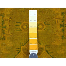 Load image into Gallery viewer, 7&#39;6&quot;x9&#39;5&quot; Golden Yellow, Overdyed Kazak With Geometric Medallions Design, 100% Wool, Hand Knotted, Oriental Rug FWR120054