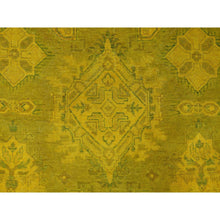 Load image into Gallery viewer, 7&#39;6&quot;x9&#39;5&quot; Golden Yellow, Overdyed Kazak with Geometric Medallions Design, 100% Wool, Hand Knotted, Oriental Rug FWR120054