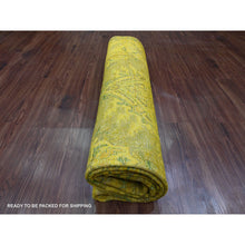 Load image into Gallery viewer, 7&#39;6&quot;x9&#39;5&quot; Golden Yellow, Overdyed Kazak with Geometric Medallions Design, 100% Wool, Hand Knotted, Oriental Rug FWR120054