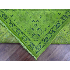 8'x9'6" Emerald Green, Overdyed Kazak With All Over Geometric Pattern, Hand Knotted, 100% Wool, Oriental Rug FWR120060