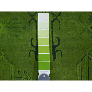 8'x9'6" Emerald Green, Overdyed Kazak With All Over Geometric Pattern, Hand Knotted, 100% Wool, Oriental Rug FWR120060