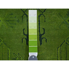 Load image into Gallery viewer, 8&#39;x9&#39;6&quot; Emerald Green, Overdyed Kazak With All Over Geometric Pattern, Hand Knotted, 100% Wool, Oriental Rug FWR120060