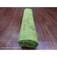 Load image into Gallery viewer, 8&#39;x9&#39;6&quot; Emerald Green, Overdyed Kazak With All Over Geometric Pattern, Hand Knotted, 100% Wool, Oriental Rug FWR120060