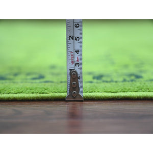 8'x9'6" Emerald Green, Overdyed Kazak With All Over Geometric Pattern, Hand Knotted, 100% Wool, Oriental Rug FWR120060