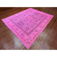 Load image into Gallery viewer, 7&#39;10&quot;x9&#39;7&quot; Fuscia Pink, Overdyed Kazak With Tribal Medallions Design, Pure Wool, Hand Knotted, Oriental Rug FWR120066