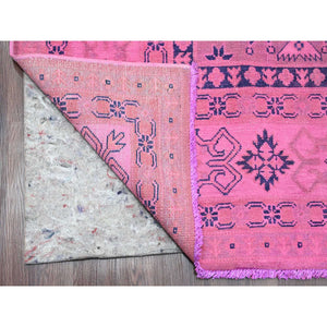 7'10"x9'7" Fuscia Pink, Overdyed Kazak With Tribal Medallions Design, Pure Wool, Hand Knotted, Oriental Rug FWR120066