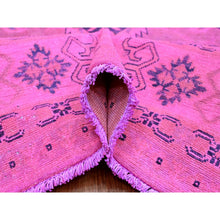 Load image into Gallery viewer, 7&#39;10&quot;x9&#39;7&quot; Fuscia Pink, Overdyed Kazak With Tribal Medallions Design, Pure Wool, Hand Knotted, Oriental Rug FWR120066