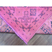 Load image into Gallery viewer, 7&#39;10&quot;x9&#39;7&quot; Fuscia Pink, Overdyed Kazak With Tribal Medallions Design, Pure Wool, Hand Knotted, Oriental Rug FWR120066