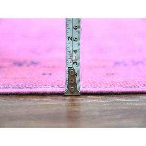 7'10"x9'7" Fuscia Pink, Overdyed Kazak With Tribal Medallions Design, Pure Wool, Hand Knotted, Oriental Rug FWR120066