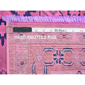 7'10"x9'7" Fuscia Pink, Overdyed Kazak With Tribal Medallions Design, Pure Wool, Hand Knotted, Oriental Rug FWR120066