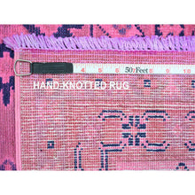 Load image into Gallery viewer, 7&#39;10&quot;x9&#39;7&quot; Fuscia Pink, Overdyed Kazak With Tribal Medallions Design, Pure Wool, Hand Knotted, Oriental Rug FWR120066