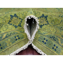 Load image into Gallery viewer, 8&#39;x9&#39;6&quot; Pickle Green, Overdyed Kazak with Star Medallions Design, Hand Knotted, 100% Wool, Oriental Rug FWR120072