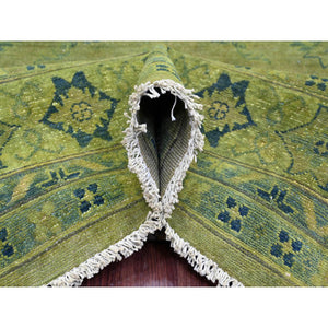 8'x9'6" Pickle Green, Overdyed Kazak with Star Medallions Design, Hand Knotted, 100% Wool, Oriental Rug FWR120072