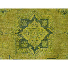 Load image into Gallery viewer, 8&#39;x9&#39;6&quot; Pickle Green, Overdyed Kazak with Star Medallions Design, Hand Knotted, 100% Wool, Oriental Rug FWR120072