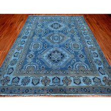 Load image into Gallery viewer, 8&#39;x9&#39;9&quot; Imperial Blue, 100% Wool, Overdyed Kazak with Geometric Medallions Design, Hand Knotted, Oriental Rug FWR120078