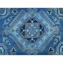 Load image into Gallery viewer, 8&#39;x9&#39;9&quot; Imperial Blue, 100% Wool, Overdyed Kazak with Geometric Medallions Design, Hand Knotted, Oriental Rug FWR120078