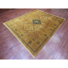 Load image into Gallery viewer, 8&#39;x9&#39;5&quot; Honey Brown, Overdyed Kazak with Geometric Medallions Design, Hand Knotted, 100% Wool, Oriental Rug FWR120084