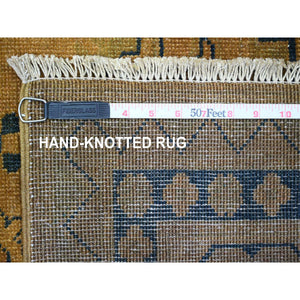 8'x9'5" Honey Brown, Overdyed Kazak with Geometric Medallions Design, Hand Knotted, 100% Wool, Oriental Rug FWR120084