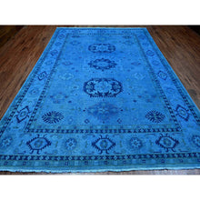 Load image into Gallery viewer, 8&#39;8&quot;x11&#39;9&quot; Bayern Blue, Hand Knotted, Overdyed Kazak with Geometric Medallions Design, 100% Wool, Oriental Rug FWR120090