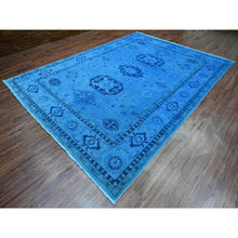 Load image into Gallery viewer, 8&#39;8&quot;x11&#39;9&quot; Bayern Blue, Hand Knotted, Overdyed Kazak with Geometric Medallions Design, 100% Wool, Oriental Rug FWR120090