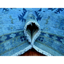 Load image into Gallery viewer, 8&#39;8&quot;x11&#39;9&quot; Bayern Blue, Hand Knotted, Overdyed Kazak with Geometric Medallions Design, 100% Wool, Oriental Rug FWR120090