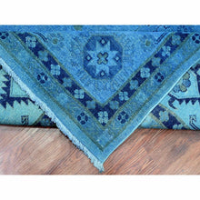 Load image into Gallery viewer, 8&#39;8&quot;x11&#39;9&quot; Bayern Blue, Hand Knotted, Overdyed Kazak with Geometric Medallions Design, 100% Wool, Oriental Rug FWR120090