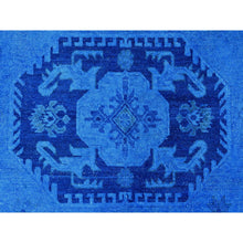 Load image into Gallery viewer, 8&#39;8&quot;x11&#39;9&quot; Bayern Blue, Hand Knotted, Overdyed Kazak with Geometric Medallions Design, 100% Wool, Oriental Rug FWR120090