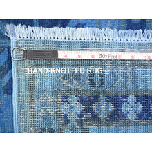 Load image into Gallery viewer, 8&#39;8&quot;x11&#39;9&quot; Bayern Blue, Hand Knotted, Overdyed Kazak with Geometric Medallions Design, 100% Wool, Oriental Rug FWR120090