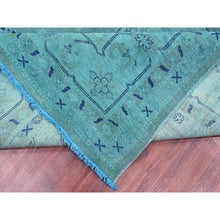 Load image into Gallery viewer, 8&#39;9&quot;x11&#39;7&quot; Teal, Overdyed Kazak with All Over Design, Hand Knotted, 100% Wool, Oriental Rug FWR120096