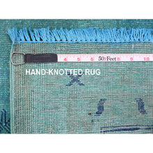 Load image into Gallery viewer, 8&#39;9&quot;x11&#39;7&quot; Teal, Overdyed Kazak with All Over Design, Hand Knotted, 100% Wool, Oriental Rug FWR120096