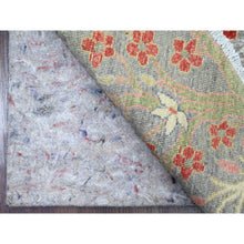 Load image into Gallery viewer, 7&#39;9&quot;x7&#39;9&quot; Spanish Gray, Afghan Peshawar with Birds of Paradise Design, Hand Knotted, Soft Wool, Vegetable Dyes, Round, Oriental Rug FWR120102