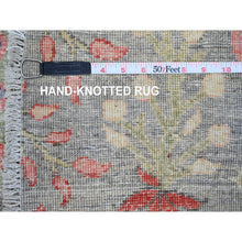 Load image into Gallery viewer, 7&#39;9&quot;x7&#39;9&quot; Spanish Gray, Afghan Peshawar With Birds Of Paradise Design, Hand Knotted, Soft Wool, Vegetable Dyes, Round, Oriental Rug FWR120102